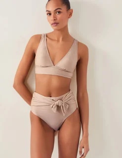 Glittery Triangle V-Neck Bikini Top