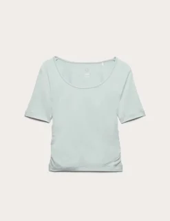 Go Balance Scoop Neck Ruched Fitted Top