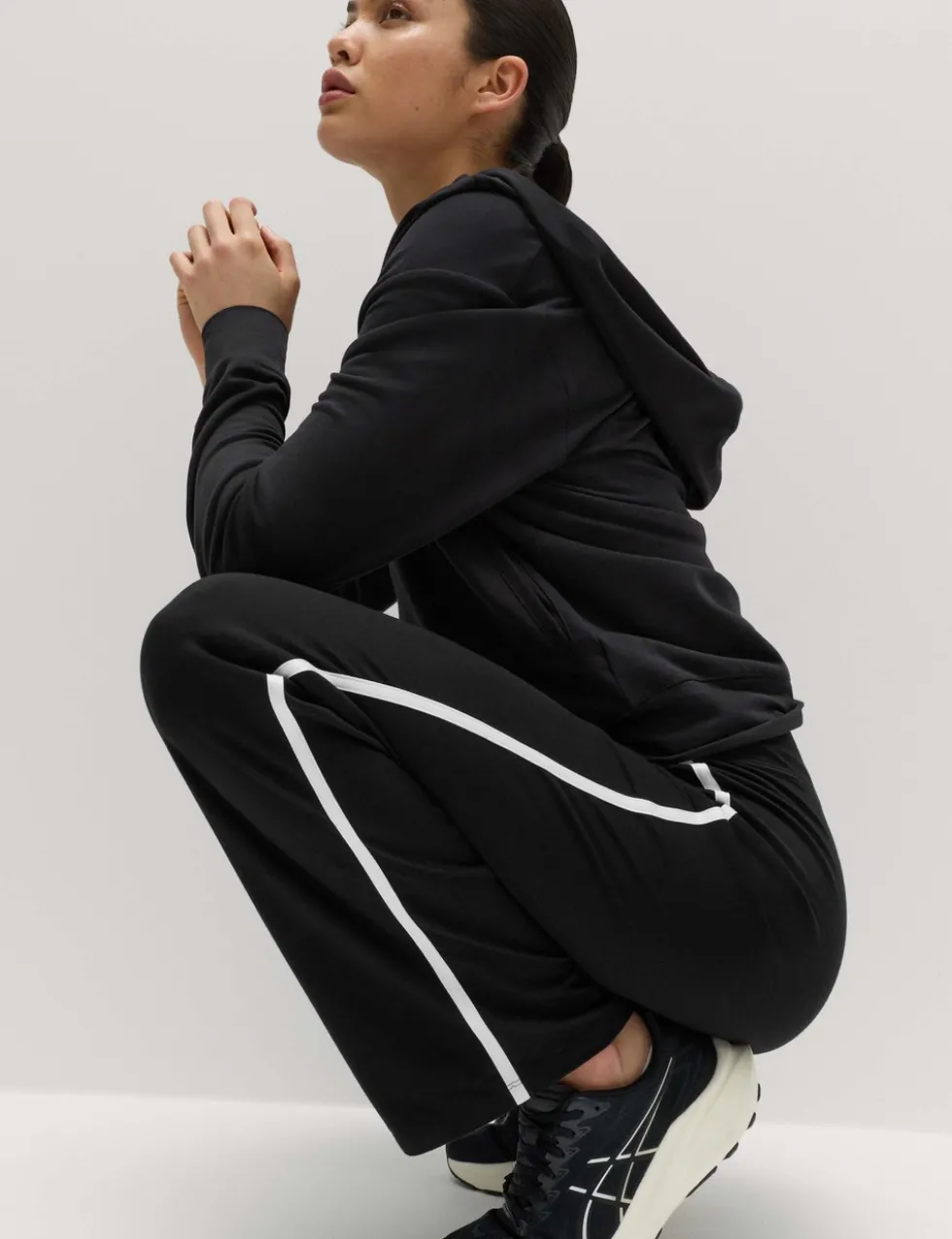 Go Easy Cotton Rich Side Stripe High Waisted Straight Leg Joggers