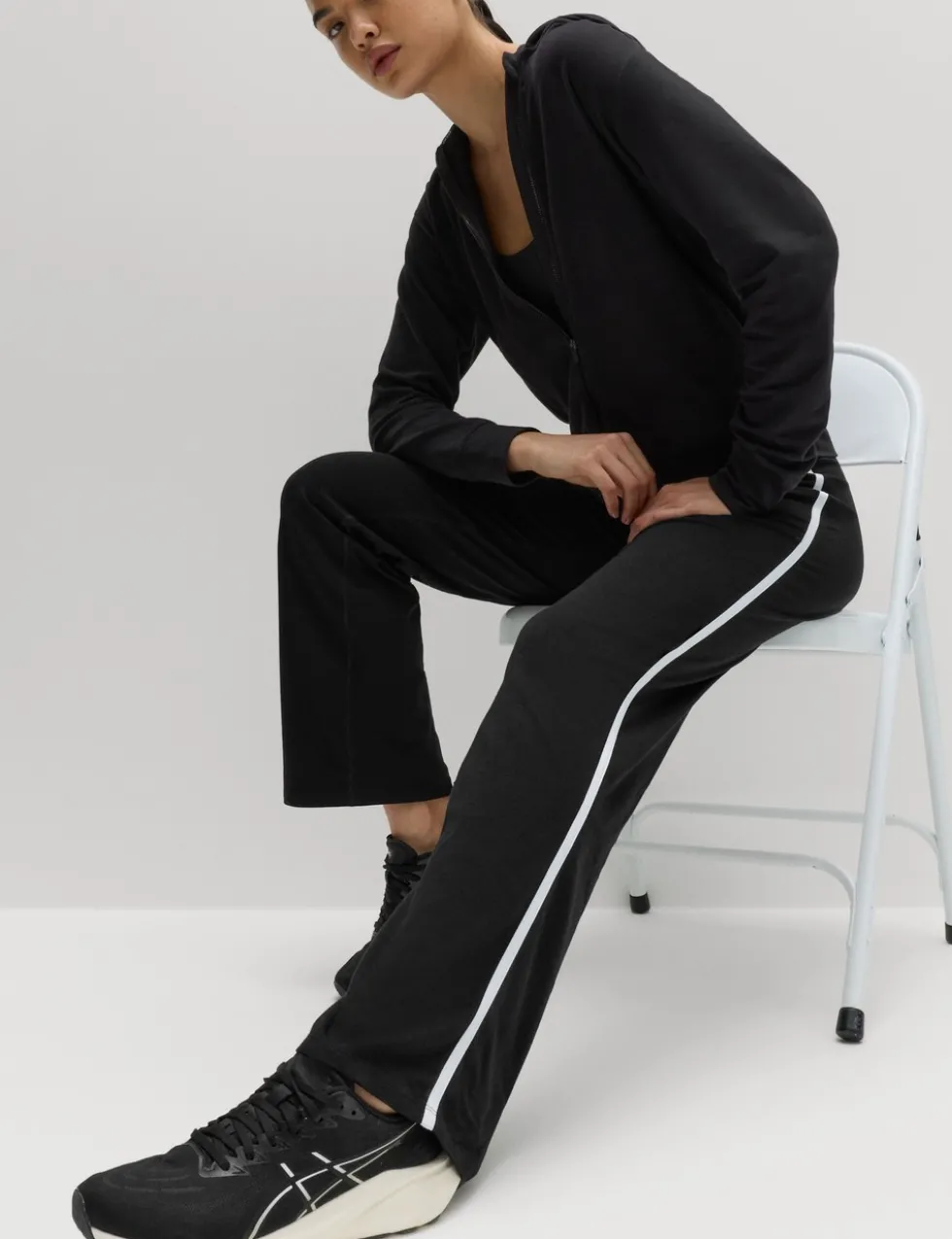 Go Easy Cotton Rich Side Stripe High Waisted Straight Leg Joggers