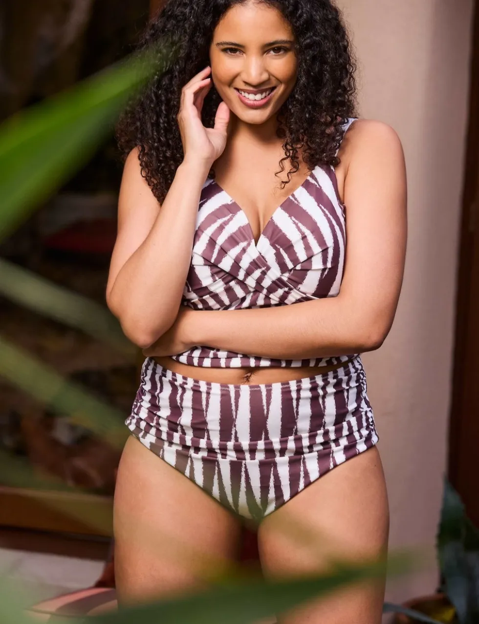 Goemetric Ruched Tankini Bottoms