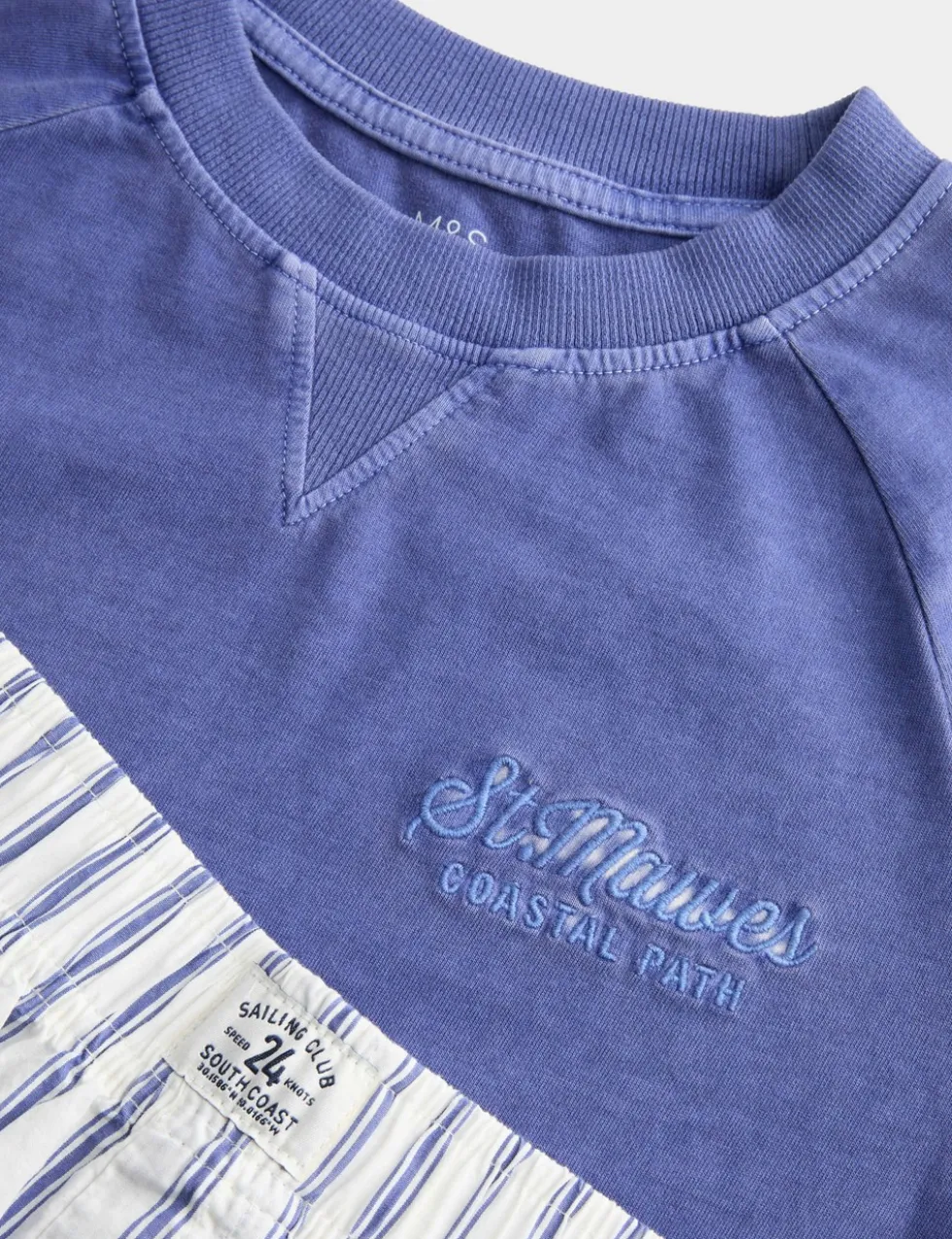 Graphic Striped Short Pyjamas (6-16 Yrs)