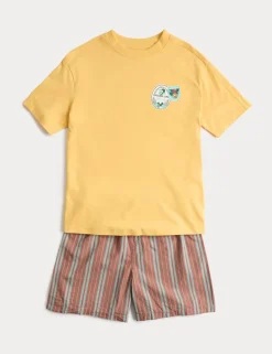 Graphic Striped Short Pyjamas (6-16 Yrs)