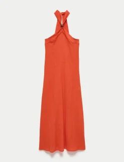 Halter Neck Bead Detail Maxi Beach Dress