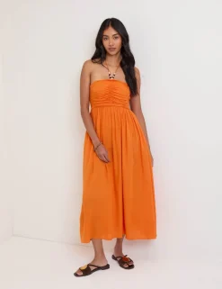 Halter Neck Midaxi Beach Dress with Linen
