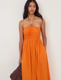 Halter Neck Midaxi Beach Dress with Linen