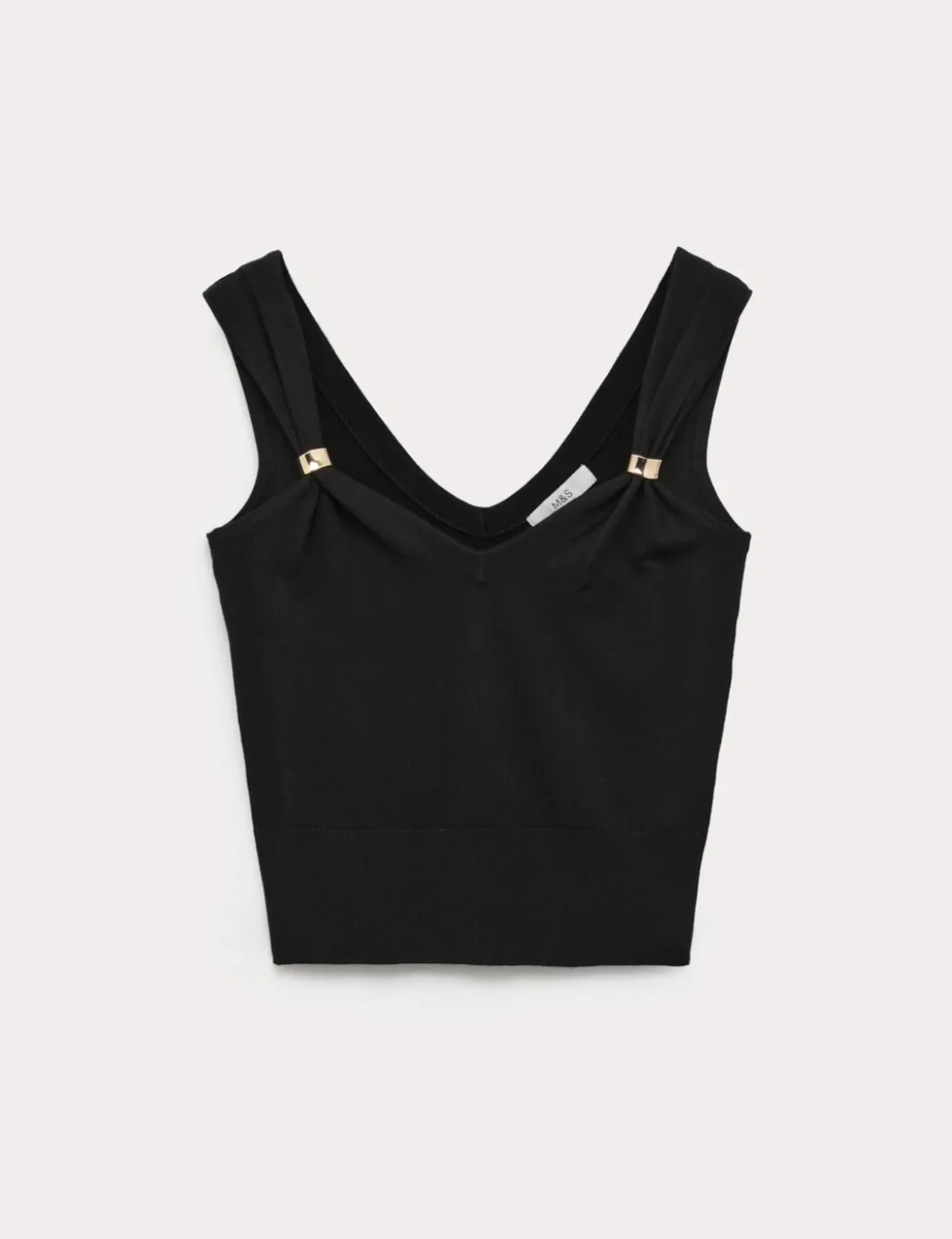 Hardware Detail Slim Fit Cropped Knitted Vest
