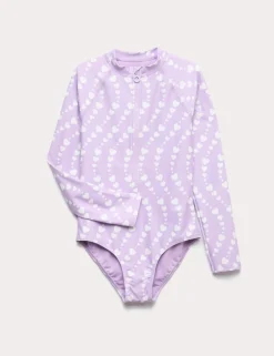 Heart Print Long Sleeve Swimsuit (6-16 Yrs)