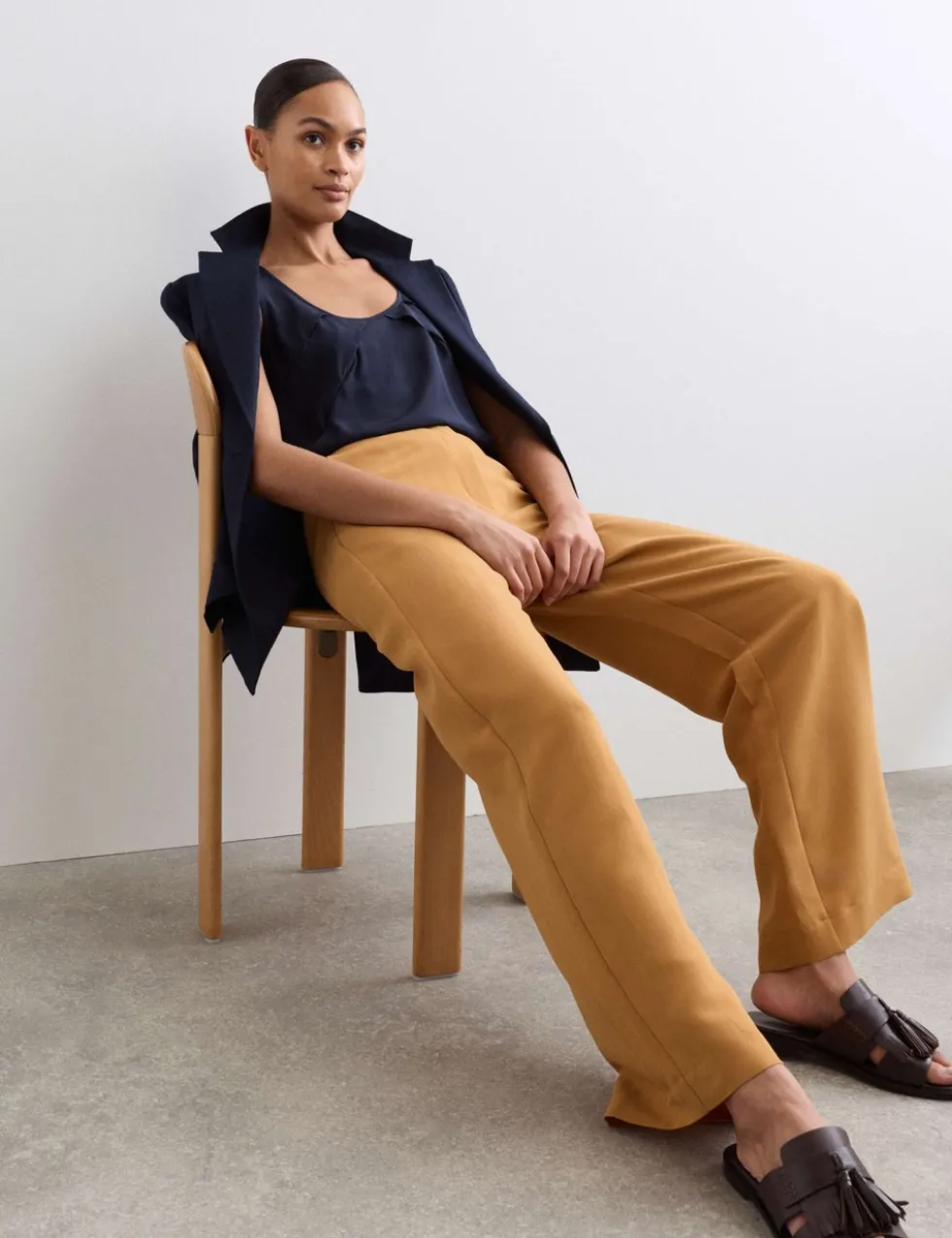 Herringbone Wide Leg Trousers