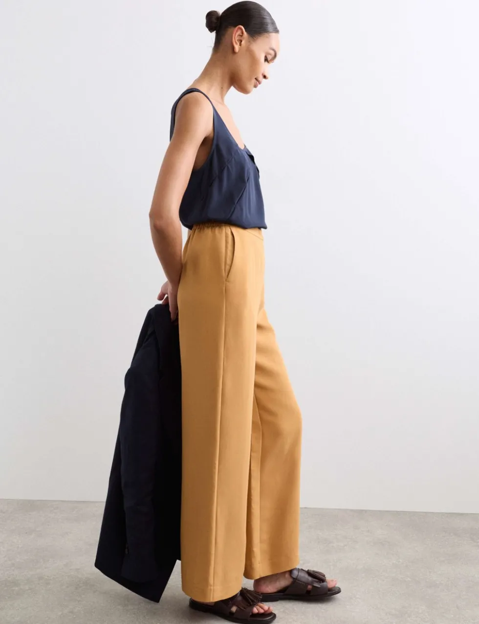 Herringbone Wide Leg Trousers