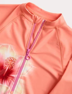 Hibiscus Print Long Sleeve Swimsuit (6-16 Yrs)