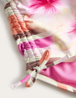 Hibiscus Print Striped Swimsuit (6-16 Yrs)