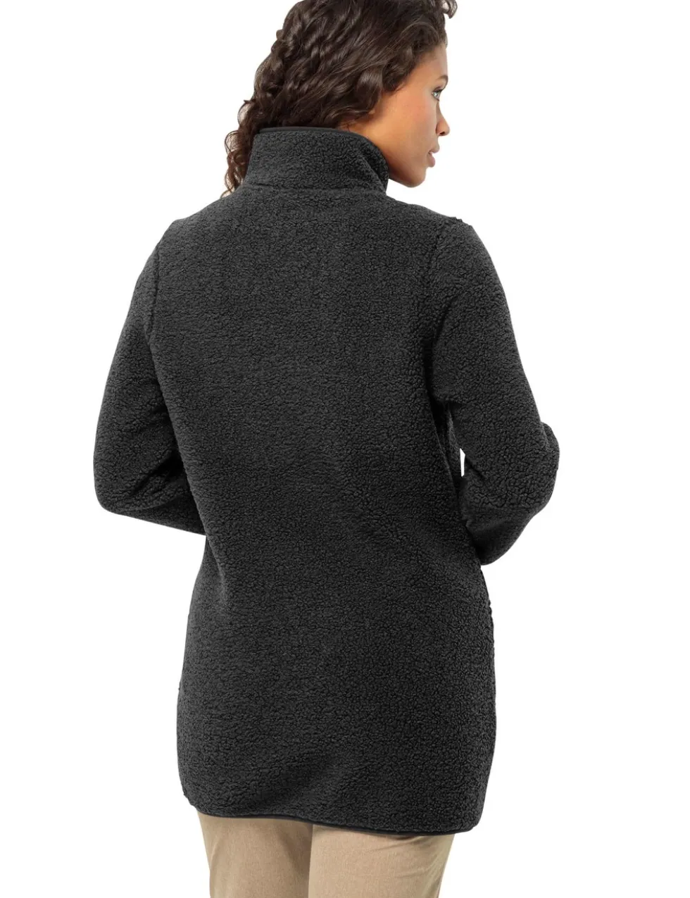 High Curl High Neck Longline Fleece Jacket