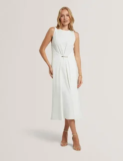 High Neck Bar Detail Midi Dress