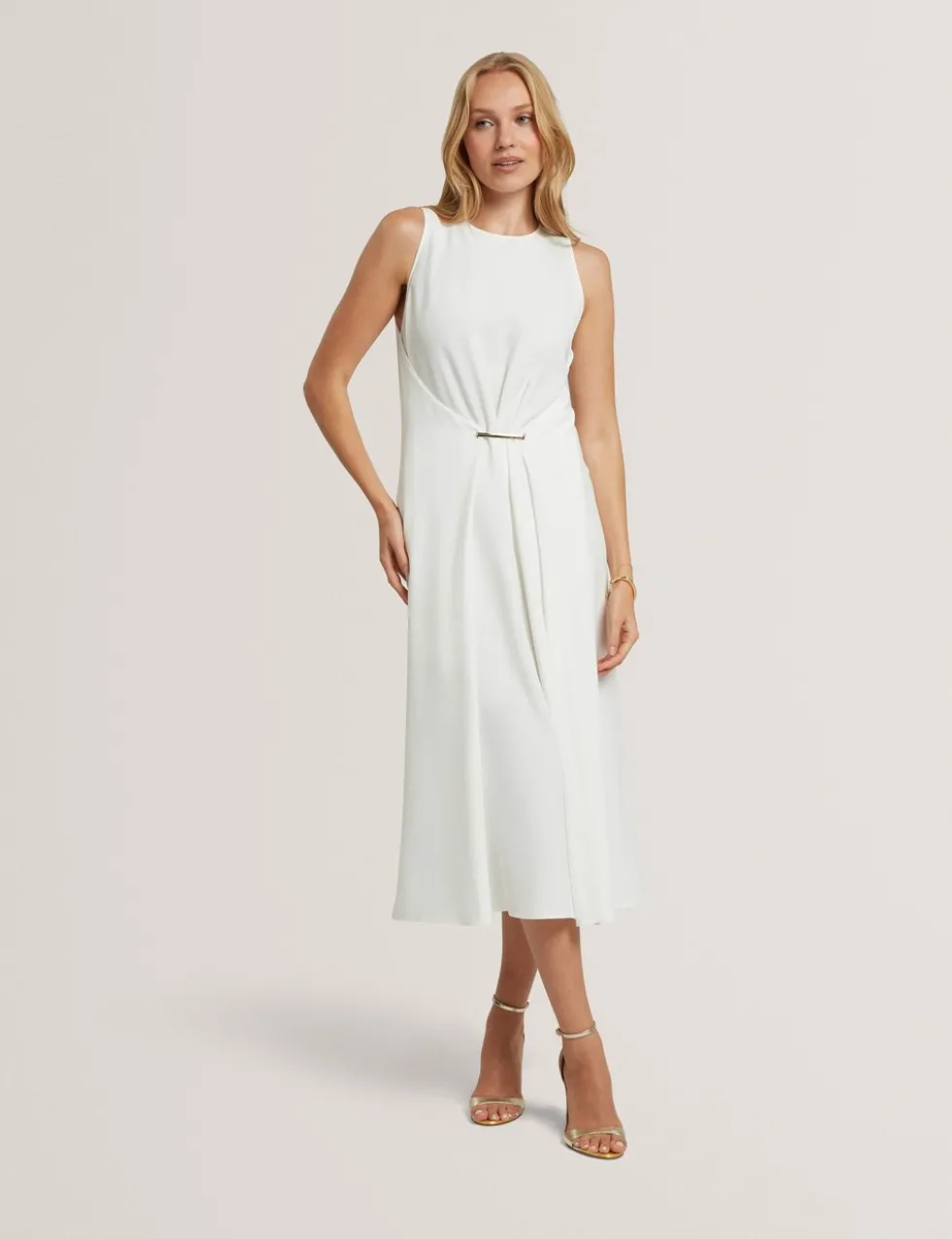 High Neck Bar Detail Midi Dress