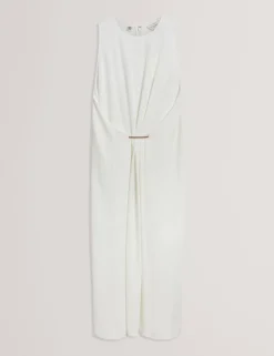 High Neck Bar Detail Midi Dress