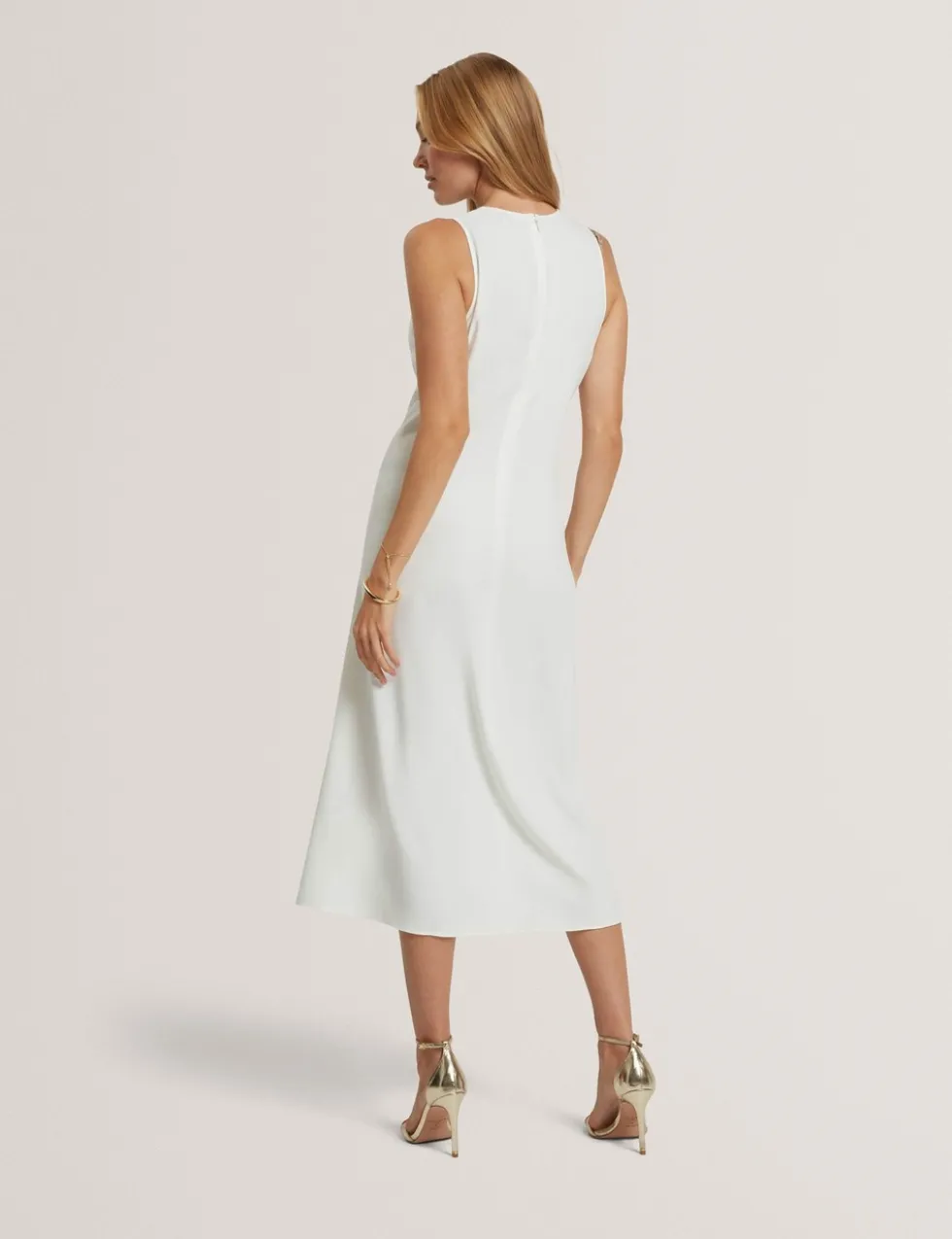 High Neck Bar Detail Midi Dress