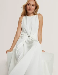 High Neck Bar Detail Midi Dress