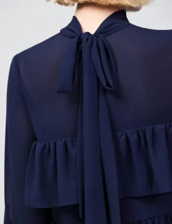 High Neck Frill Detail Blouse
