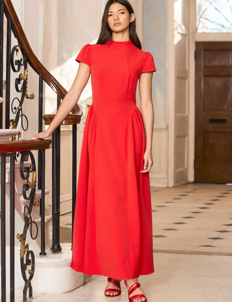 High Neck Maxi Skater Dress
