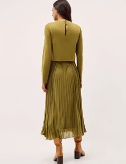 High Neck Midi Skater Dress