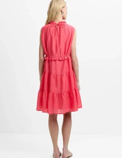 High Neck Ruffle Midi Tiered Dress