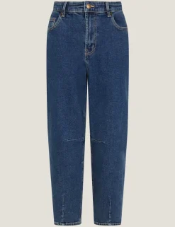 High Waisted Barrel Ankle Grazer Jeans