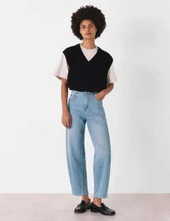 High Waisted Barrel Ankle Grazer Jeans
