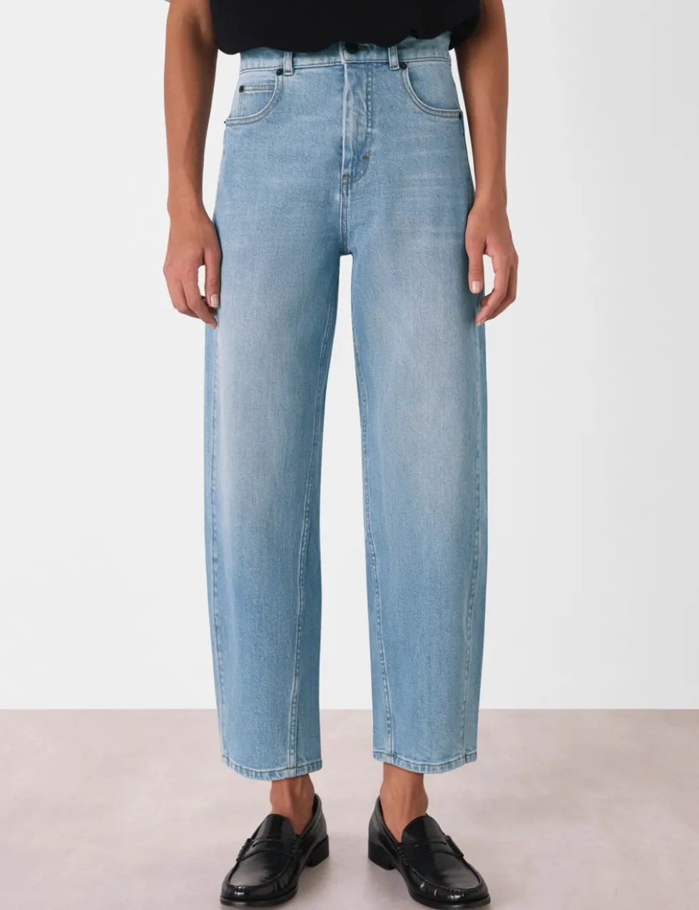 High Waisted Barrel Ankle Grazer Jeans
