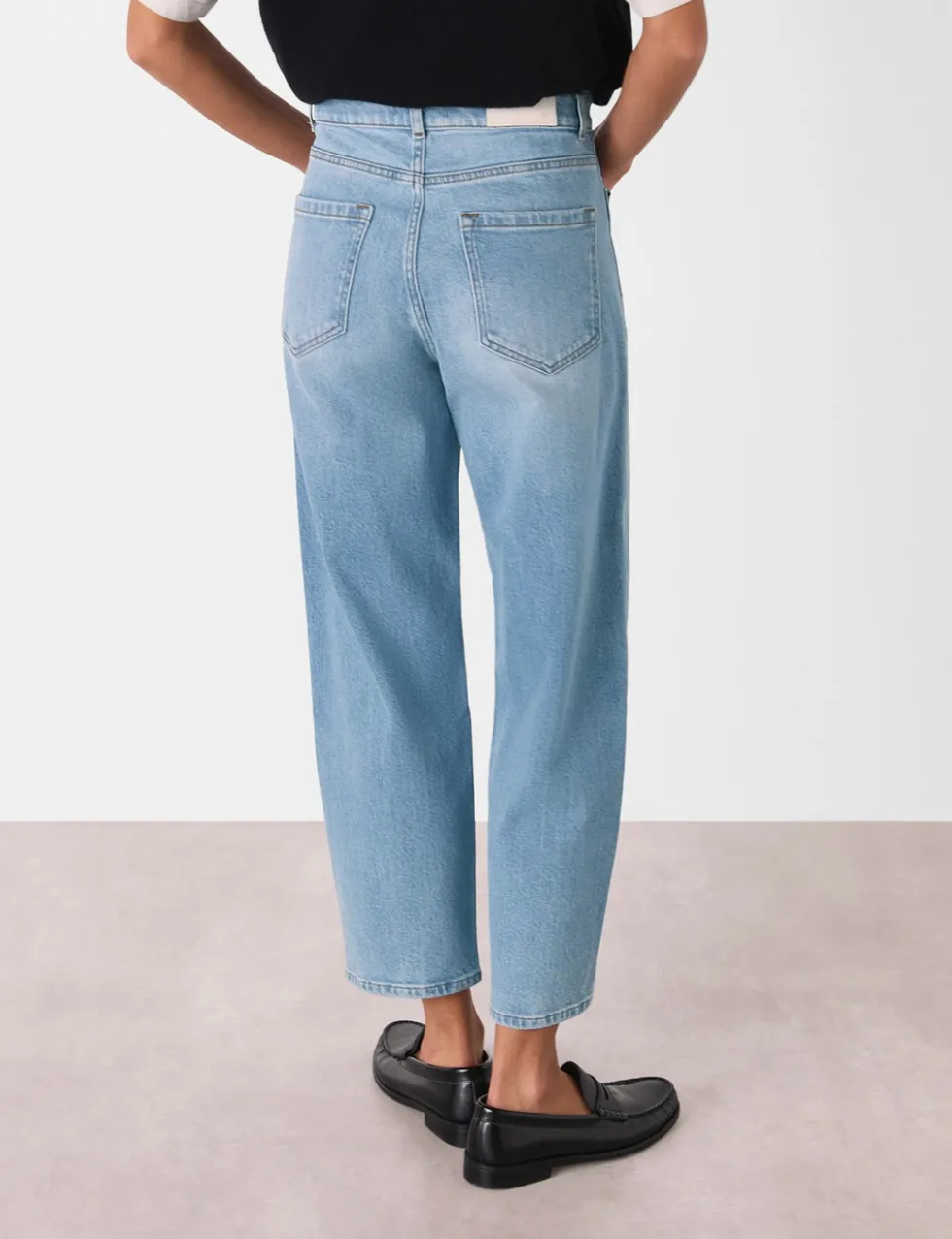 High Waisted Barrel Ankle Grazer Jeans