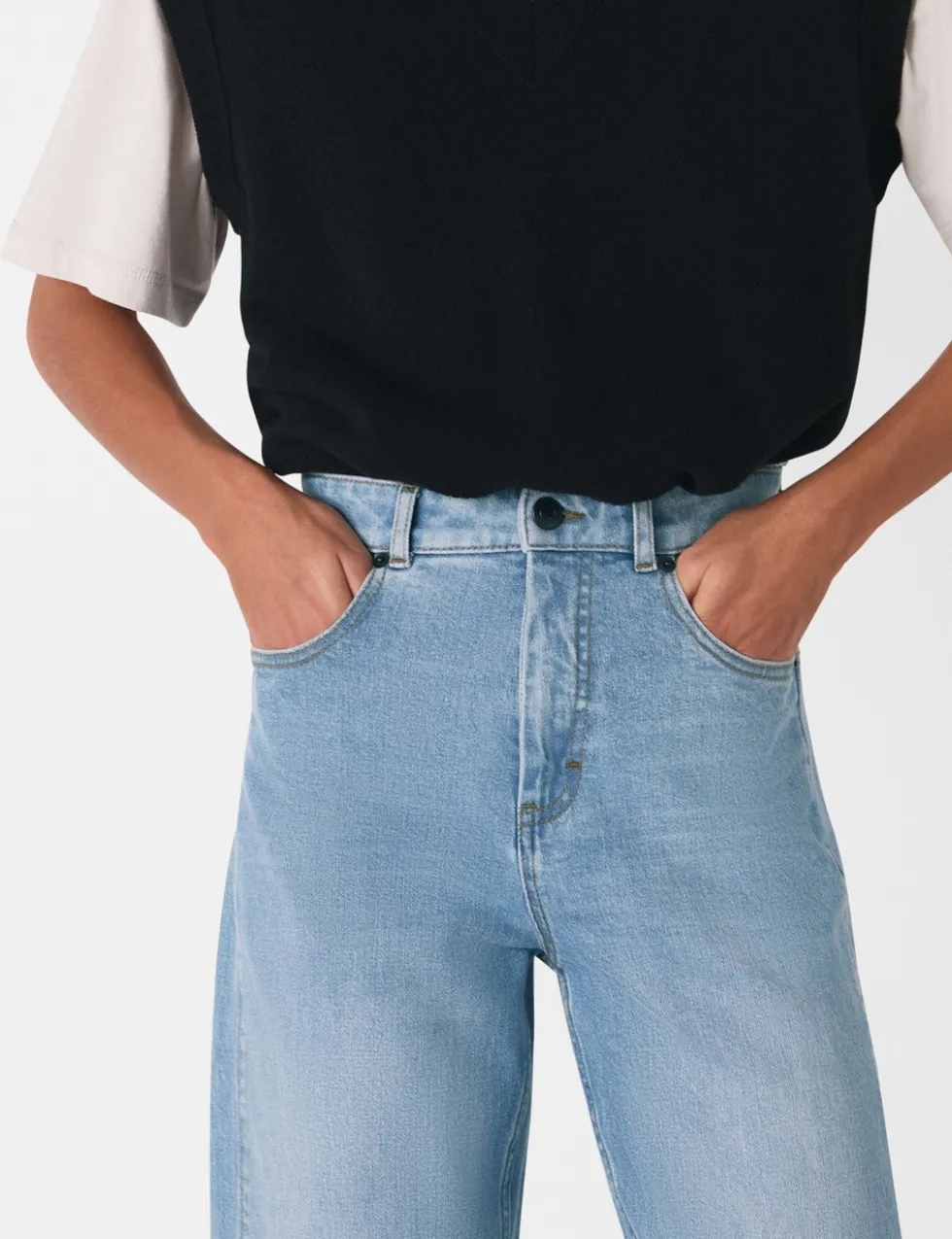 High Waisted Barrel Ankle Grazer Jeans