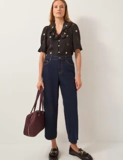 High Waisted Barrel Ankle Grazer Jeans