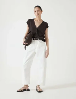 High Waisted Barrel Leg Ankle Grazer Jeans