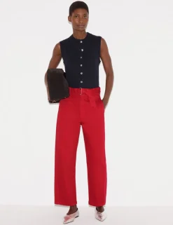 High Waisted Belted Barrel Jeans