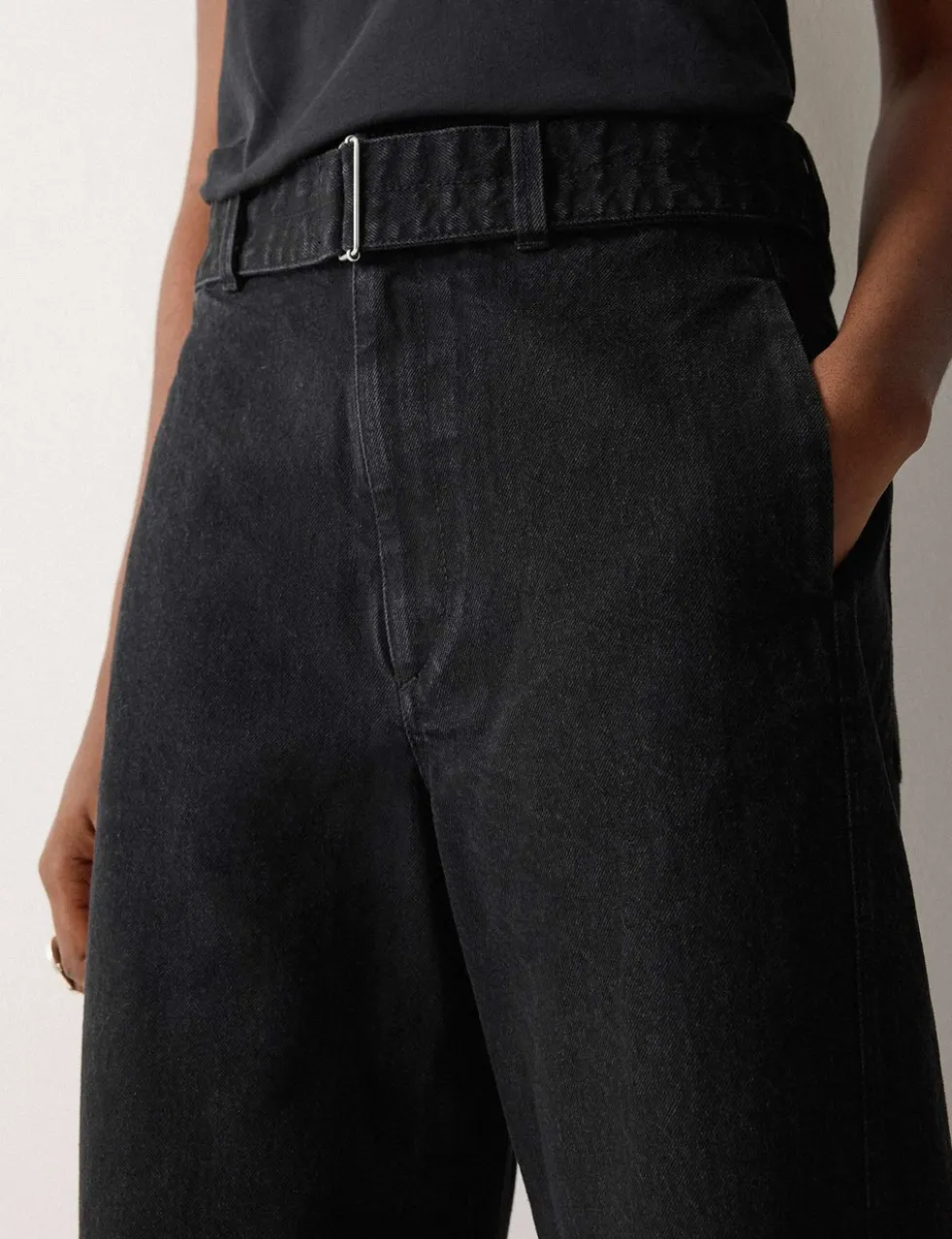 High Waisted Belted Barrel Jeans