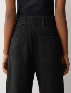 High Waisted Belted Barrel Jeans
