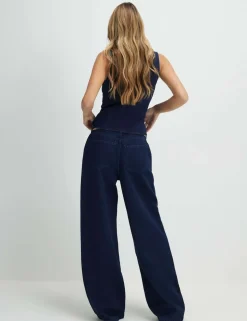 High Waisted Belted Wide Leg Jeans
