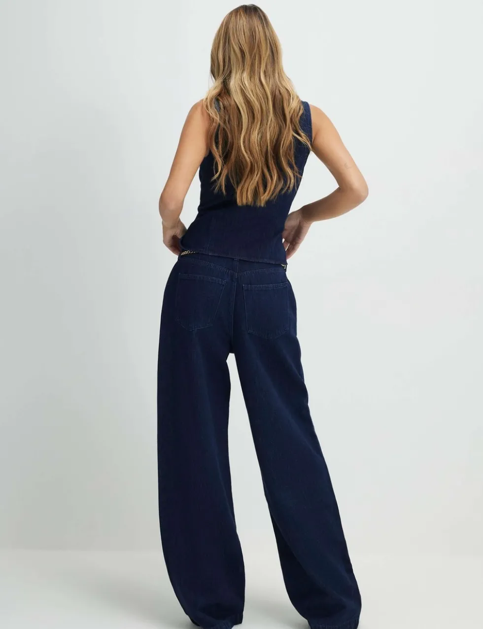 High Waisted Belted Wide Leg Jeans