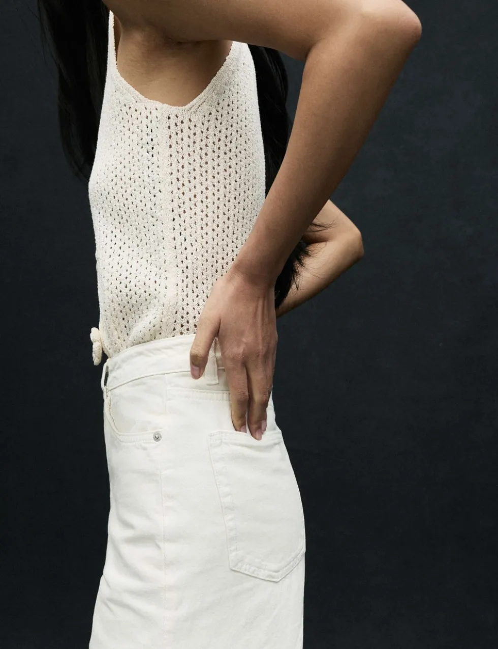 High Waisted Broderie Wide Leg Cropped Jeans