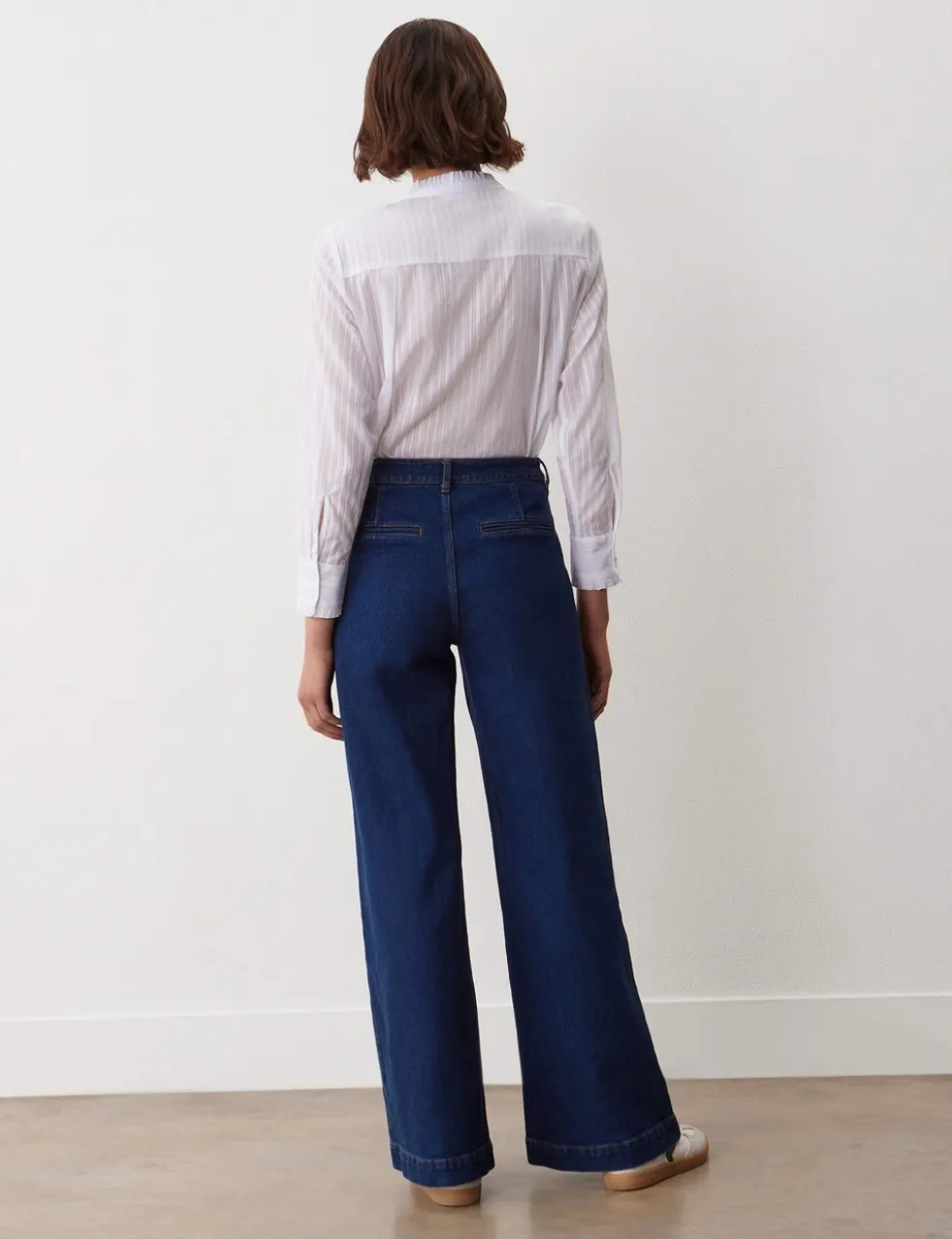 High Waisted Button Front Wide Leg Jeans