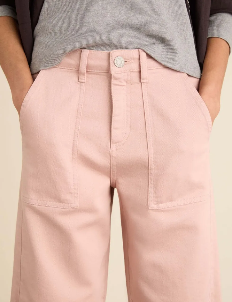 High Waisted Cargo Barrel Leg Jeans