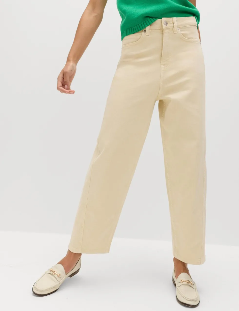 High Waisted Carrot Leg Ankle Grazer Jeans