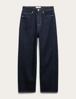 High Waisted Carrot Leg Ankle Grazer Jeans