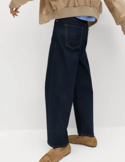 High Waisted Carrot Leg Ankle Grazer Jeans