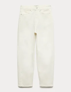 High Waisted Carrot Leg Ankle Grazer Jeans