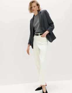 High Waisted Carrot Leg Ankle Grazer Jeans