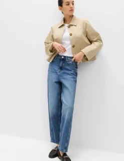 High Waisted Carrot Leg Ankle Grazer Jeans