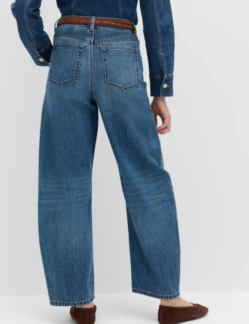 High Waisted Crease Front Barrel Jeans
