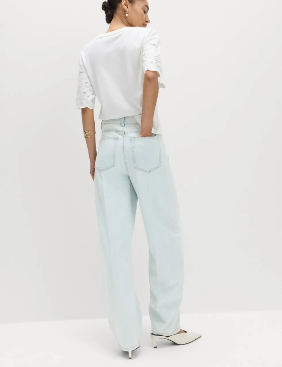 High Waisted Crease Front Barrel Jeans