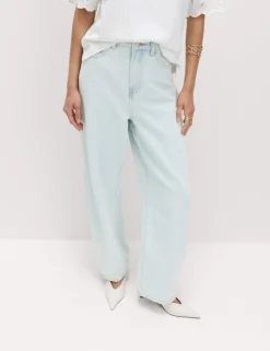 High Waisted Crease Front Barrel Jeans